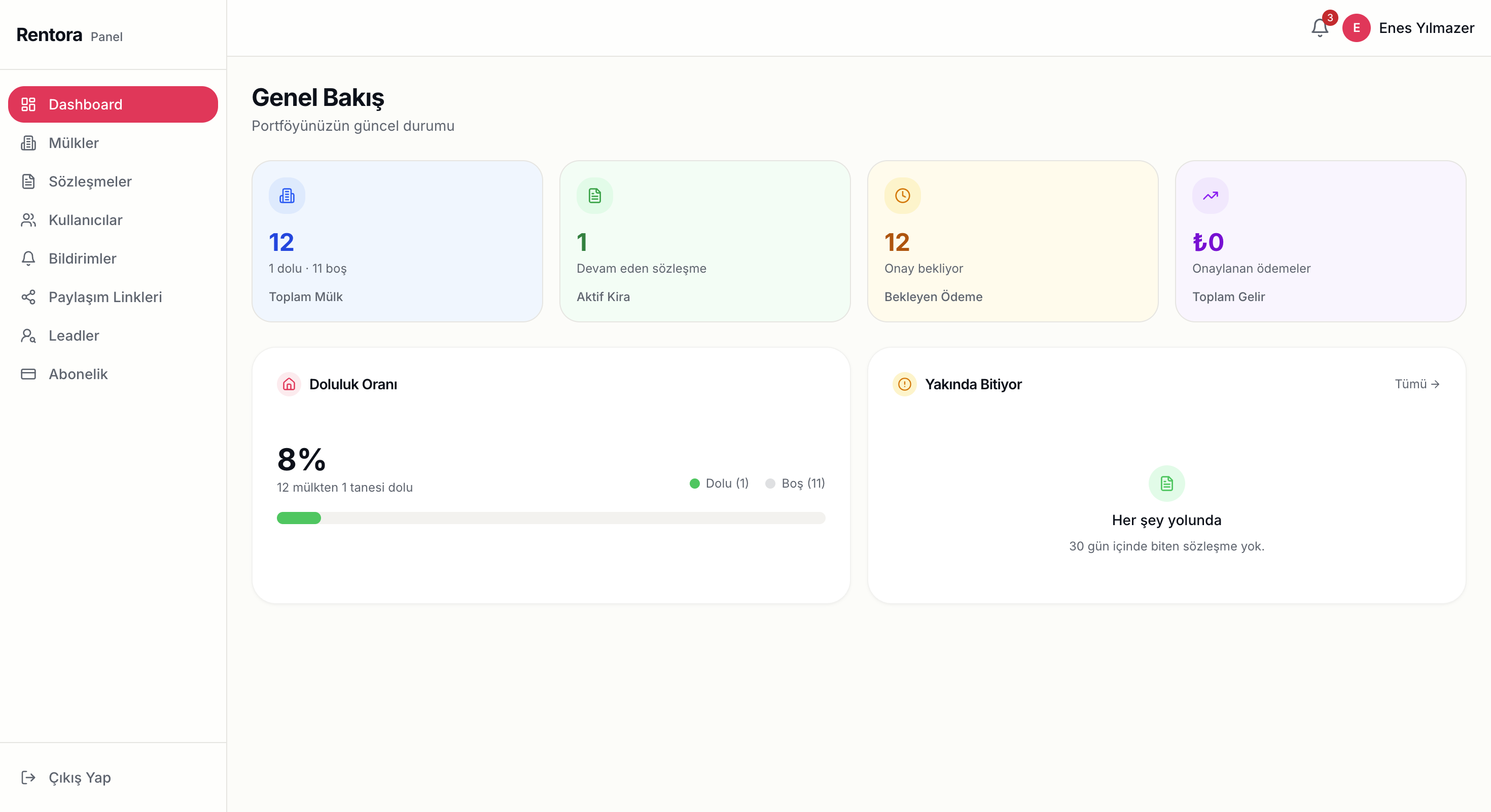 Rentora Web Dashboard